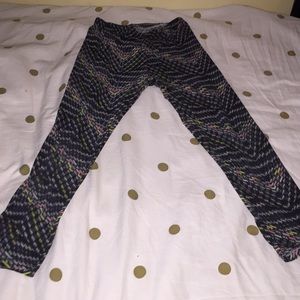 Leggings that have a crazy design on them.